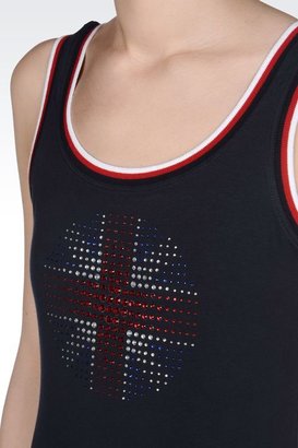 Emporio Armani Stretch Cotton Tank Top With Sequins