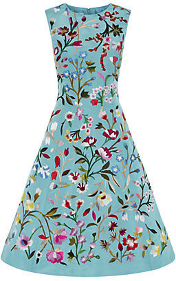 Oscar de la Renta Floral Embroidered Cocktail Dress