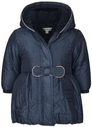 Little Marc Jacobs Baby Girls Blue Quilted Coat With Hood
