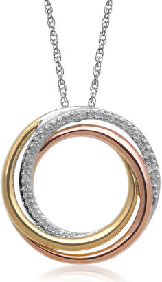 JCPenney FINE JEWELRY 1/10 CT. T.W. Diamond Tri-Tone Circle Pendant Necklace