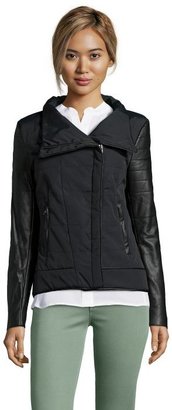 Walter black nylon and cotton faux leather sleeve 'Rachelle' jacket