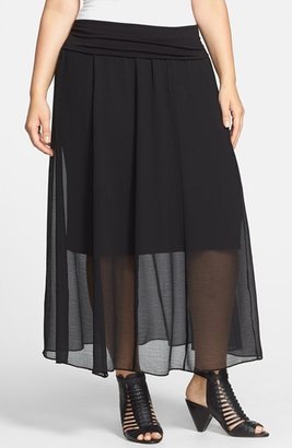 Vince Camuto Sheer Pleat Maxi Skirt (Plus Size)
