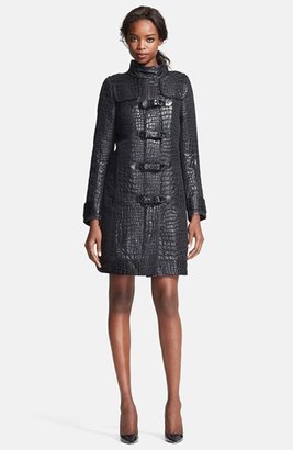 Tracy Reese Glossy Croc Embossed Duffle Coat