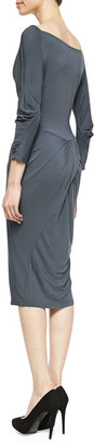 Donna Karan Draped Scoop-Neck Jersey Dress