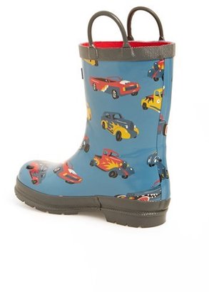 Hatley 'Hot Rods' Print Waterproof Rain Boot (Walker & Toddler)