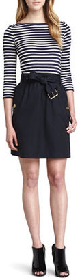 Burberry Belted Mixed-Fabric Dress