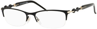 Gucci Chain-Detail Half-Rim Fashion Glasses, Black