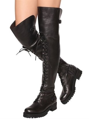 Dolce & Gabbana 40mm Stretch Nappa Leather Lace-Up Boots