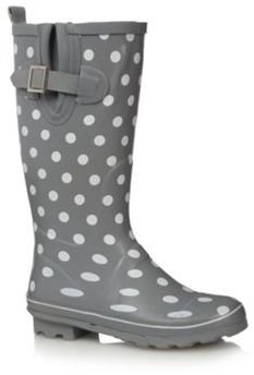 Mantaray Grey spotted rubber wellies