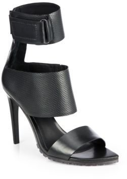 Tibi Evie Leather Ankle-Strap Sandals