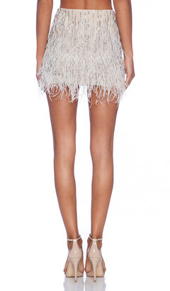 Haute Hippie Ponte Embellished Mini Skirt with Feathers