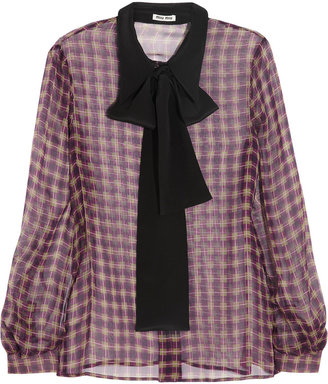 Miu Miu Plaid silk-chiffon blouse
