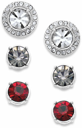 Charter Club Silver-Tone Interchangeable Crystal Jacket and Multicolor Crystal Stud Earring Set