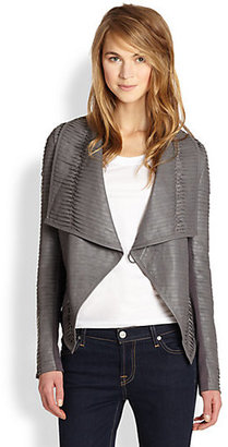 Line Greenwich Pintucked Leather Draped Jacket