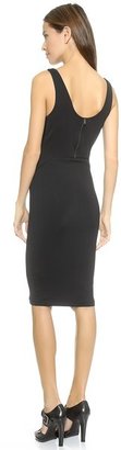 David Lerner Sleeveless Dress with Leather Insets