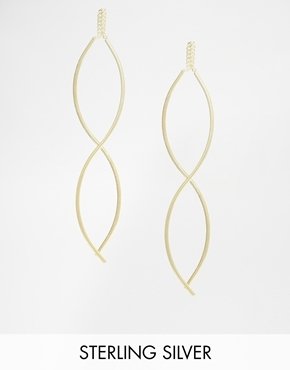 ASOS Gold Plated Sterling Silver Wave Through Earrings - Gold