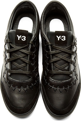 Y-3 Black Leather & Suede Plimsoll Sneakers