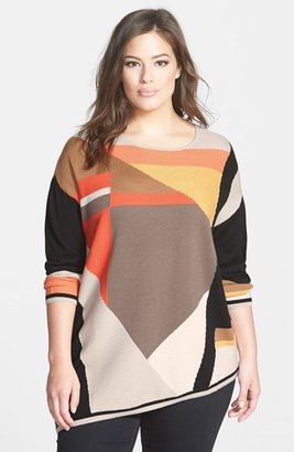 Nic+Zoe 'Wild Color' Asymmetrical Sweater (Plus Size)