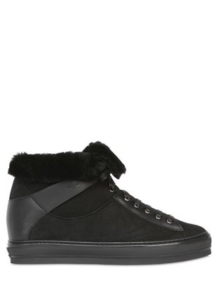 Ferragamo 70mm Nicky Shearling High Top Sneakers