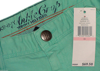 Tommy Hilfiger Womens Jeans Skinny Cropped Ankle Colored Denim Green Sz 10 NEW