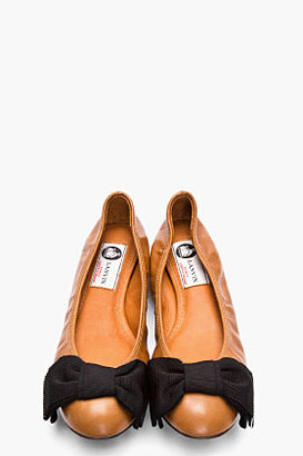 Lanvin Brown Leather Bow Ballerina Flats