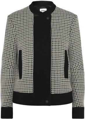 Nicole Farhi Faux leather and twill-trimmed wool jacket