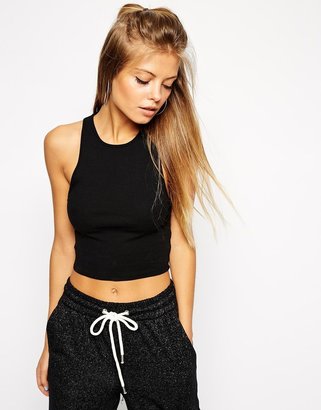 ASOS Crop Top with Crew Neck in Rib