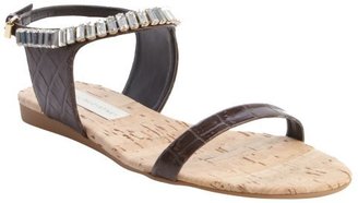 Stella McCartney coffee faux leather jeweled accent sandals