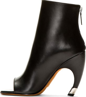 Givenchy Black Leather Horn Heel Open-Toe Boots