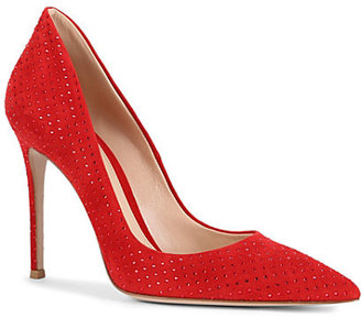 Gianvito Rossi Rose suede pointed-toe court shoes