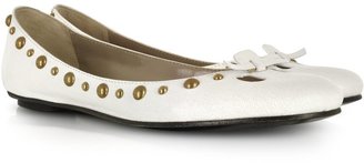 Marc Jacobs White Studed Leather Ballerina