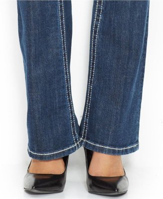 Miss Me Rhinestone Distressed Bootcut Jeans, Medium Blue Wash