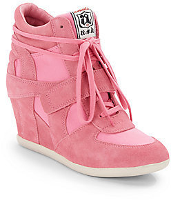 Ash Bowie Suede-Paneled Sneaker Wedges