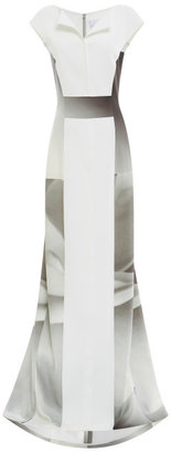 Carolina Herrera White Rose Spectrum Dress With Wide Plastic Belt