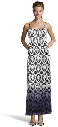 Twelfth St. By Cynthia Vincent black and ivory silk blossom printed side split maxi dress