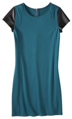Mossimo Women's Short Sleeve Ponte w/Faux Leather Dress - Assorted Colors