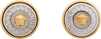 Versace Silver & Gold Logo Earrings