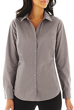 JCPenney Worthington® Essential Long-Sleeve Button-Front Shirt