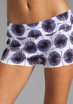 Milly Pinwheel Flowers Print on Stretch Cotton Tab Shorts