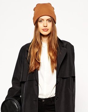 ASOS Beanie With Short Turn Up - Tobacco