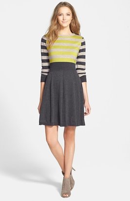 Eliza J Stripe Fit & Flare Sweater Dress