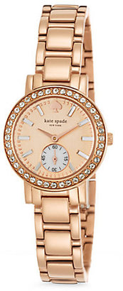 Kate Spade Gramercy Mini Pavé Rose Goldtone Stainless Steel Subdial Bracelet Watch