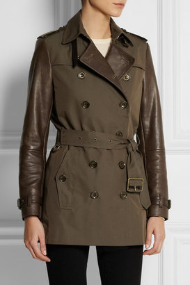 Burberry Leather-sleeved gabardine trench coat