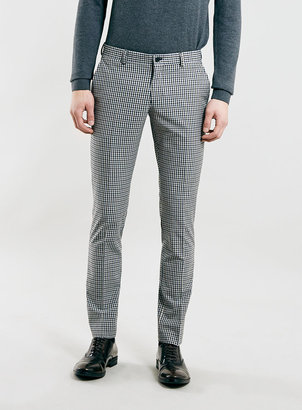 Selected Grey Skinny Fit Check Suit Pants