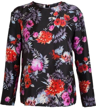 Giambattista Valli crepe floral blouse
