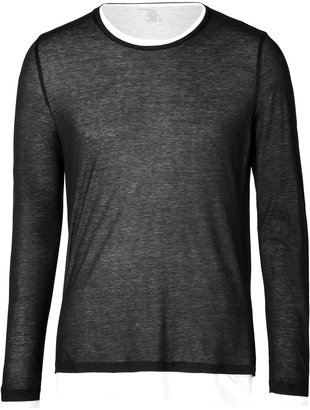 Majestic Cotton Double Layer Round Neck T-Shirt in Black