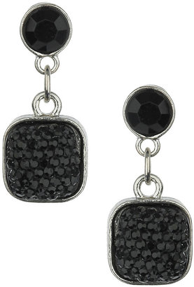 Black Square Sparkle Stone Drop Earrings