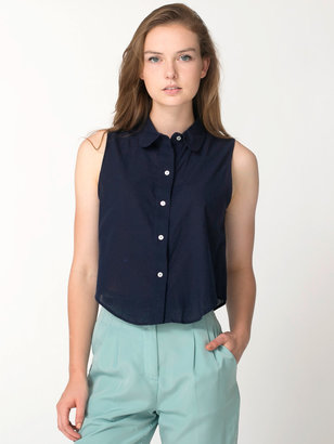 American Apparel Sleeveless Lawn Crop Button-Up