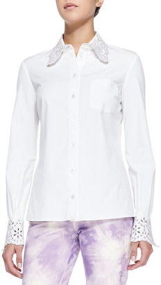 Michael Kors Crystal/Eyelet Embellished Shirt