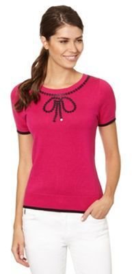 Ben de Lisi Petite designer bright pink bead bow jumper